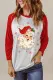 Christmas Santa Claus Patchwork Round Neck Shift Casual Long Sleeve Top
