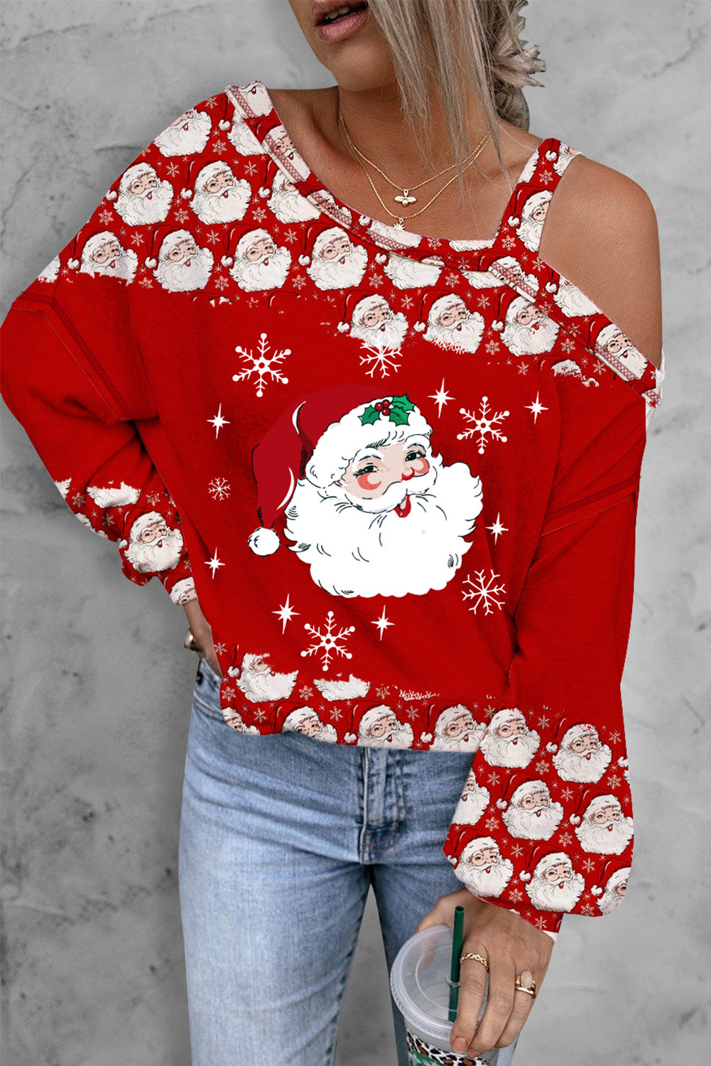 Santa Claus Snowflake Graphic Round Neck Shift Casual T-shirt $ 22.99 ...