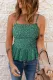 Green-2 Floral Print Smocked Flounce Spaghetti Strap Camisole