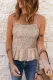 Apricot Floral Print Smocked Flounce Spaghetti Strap Camisole