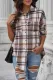 Pink-2 Plaid Pattern Buttoned Shirt Coat with Slits
