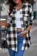 Black-2 Plaid Pattern Buttoned Shirt Coat with Slits