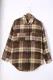 Brown Plaid Pattern Buttoned Shirt Coat with Slits