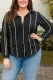 Yellow Plus Size Striped Buttoned Shirt
