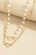 Double Layer Pearl Full Diamond Hollow Heart Pendant Necklace