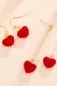 Red Rhinestone Heart Long Tassel Earrings