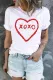 Heart-shaped XOXO Letter Print Round Neck Shift Casual T-Shirts