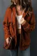 Khaki Womens Open Front Long Sleeve Chunky Knit Fleece Cardigan Sweaters Loose Outwear Coat