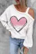 Beige Shiny Heart-shape Graphic Off the Shoulder Shift Casual T-Shirts