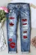 Lips Solid Casual Denim Jeans