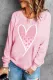 Pink Heart-shape Graphic Round Neck Shift Casual Sweatshirt