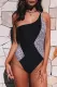 Leopard Patchwork Colorblock One Shoulder Bodycom Sexy One Pieces