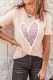 Love Heart Solid Round Neck Casual T-Shirts