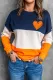 Love Heart Striped Contrast Stitching Sweatshirt