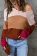 Color Block Waffle Knit Bell Sleeve Jumper