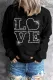 Love Heart Round Neck Casual Pullover Sweatshirt
