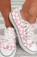 Pink Heart-Shaped Flats Canvas Shoes