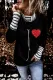Valentines Glitter Heart Print Striped Cowl Neck Sweatshirt