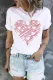 Pink Heart-shape Graphic Round Neck Shift Casual T-Shirts
