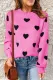Rose Heart-shaped Round Neck Shift Casual Sweaters