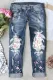 Floral Shift Casual Ripped Jeans