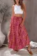 Red Boho Tiered Paisley Print Pocketed Maxi Skirt