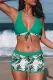 Green Floral Knot Sheath Active Bikinis