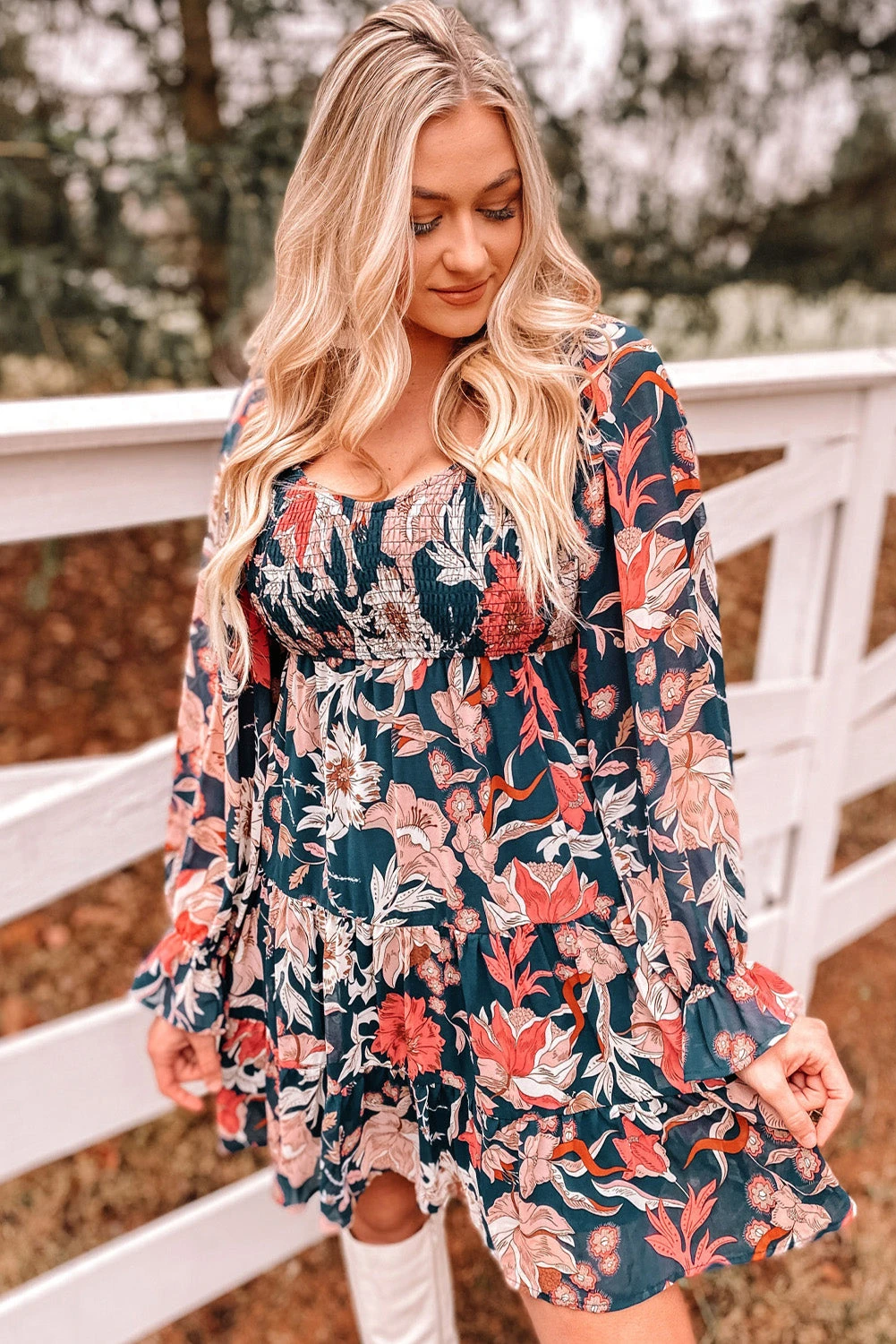 Confidence Abounds Floral Tiered Mini Dress $ 41.99 - Evaless