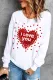 White I Love You Round Neck Casual Pullover Sweatshirt