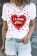 White Heart-Shaped I Love You Letter Round Neck Shift Casual T-Shirts