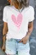 White Pink Heart-Shaped Ombre Round Neck Shift Casual T-Shirts