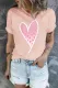 Pink Heart-Shaped Ombre Round Neck Shift Casual T-Shirts