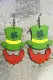 Green Green Lucky Clover Plaid Wooden Earrings