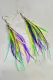 Mardi Gras Glitter Feather Metal Mesh Earrings