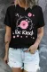 Black Be Kind Floral Letter Round Neck Casual T-Shirts