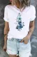 Blue Floral None Round Neck Shift Casual T-Shirts