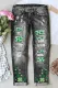 Gray Saint Patrick's Day Shamrock Ripped Casual Jeans