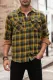 Yellow Men's Button Down Regular Fit Long Sleeve Plaid Flannel Casual Shirts