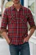 Red Men's Button Down Regular Fit Long Sleeve Plaid Flannel Casual Shirts
