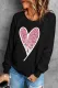Black Love Heart-shaped Round Neck Casual Pullover Sweatshirt