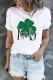 Green Clover Floral Lucky Round Neck Shift Casual T-Shirts