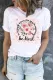 Pink Rose Floral Round Neck Shift Casual T-Shirts