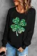 Black St. Patrick's Day Clover Graphic Round Neck Shift Casual Sweatshirts