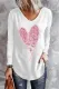 Pink Leopard Solid Heart-shaped V Neck Casual Tops