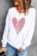 White Love Heart-shaped Round Neck Casual Pullover Sweatshirt