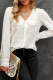 White Lace Trim Hollow-out Button-up Long Sleeve Shirt