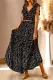 Black-1 Floral Ruffled Crop Top and Maxi Skirt Set