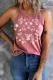 Pink Floral Round Neck Sheath Casual Tank Tops