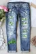 St. Patrick's Day Green Clover Shift Casual Ripped Jeans
