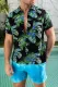 Black Men's Short Sleeve Casual Hawaiian Shirt